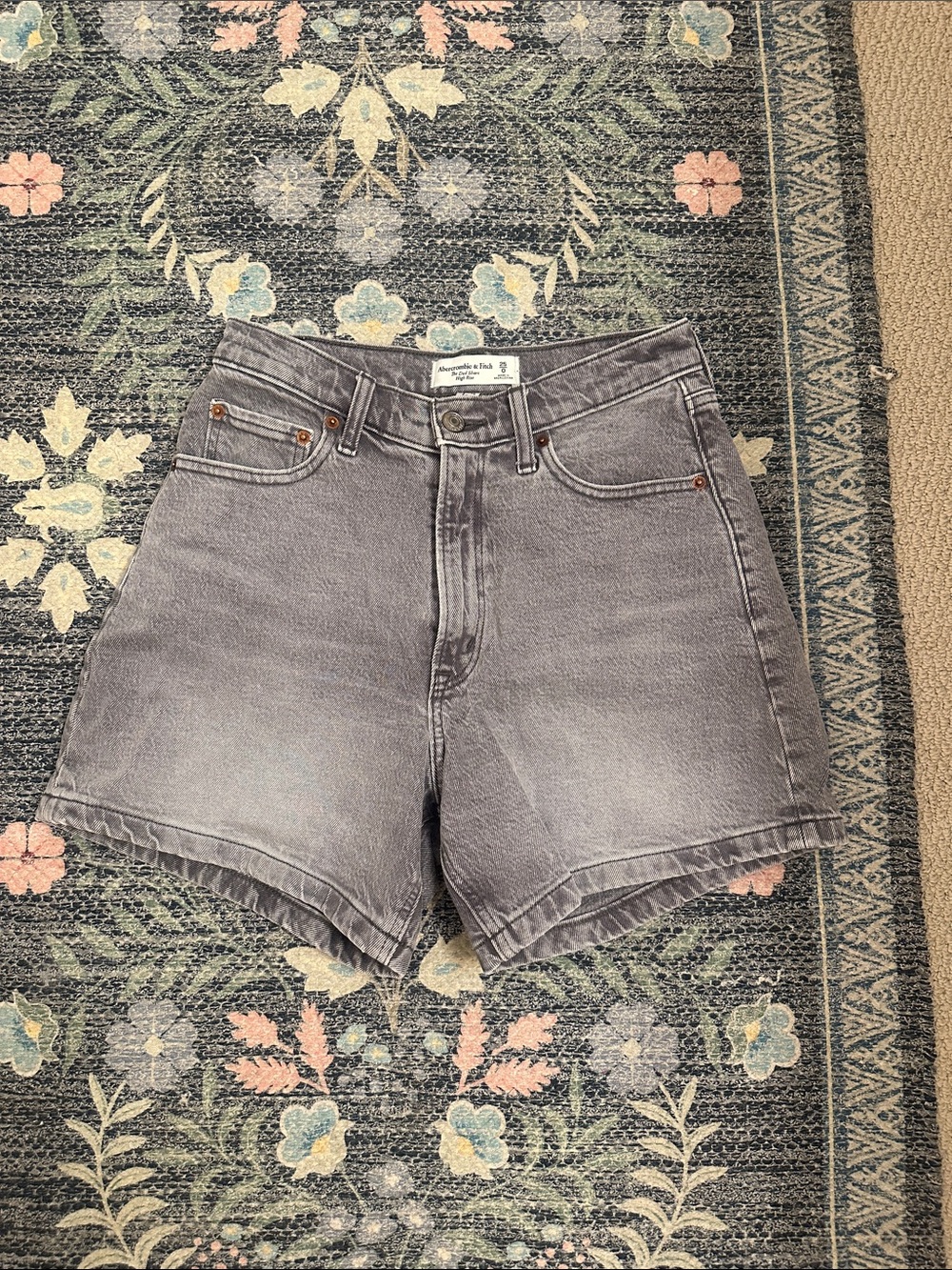 Abercrombie & Fitch Washed Gray High-Rise Jean Shorts